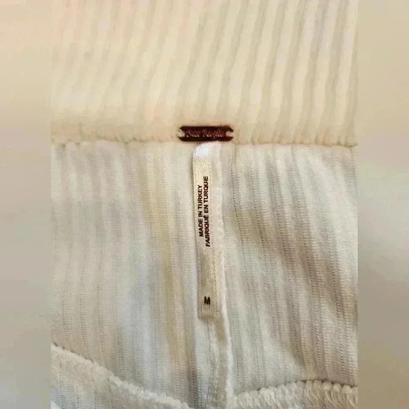 Free People White/ Cream Roxy Ribbed Midi Skirt w/ Front Slit, Size Medium - Picture 8 of 10